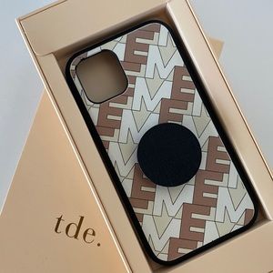 tde. Saffiano Leather Monogrammed iPhone Case with PopSocket